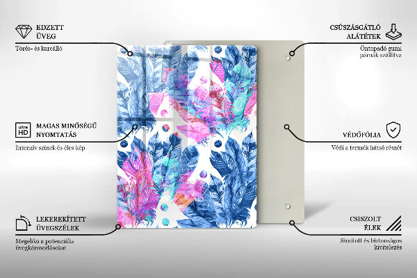 Cubre encimera Ilustración boho de plumas