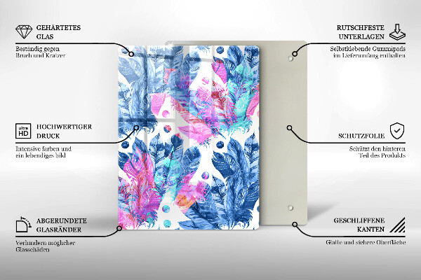 Cubre encimera Ilustración boho de plumas