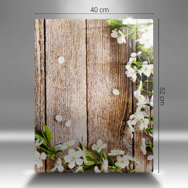 Cubre encimera Flores blancas en las tablas.