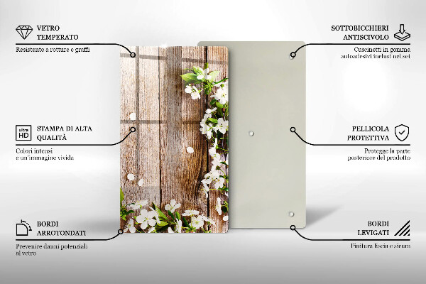 Cubre encimera Flores blancas en las tablas.