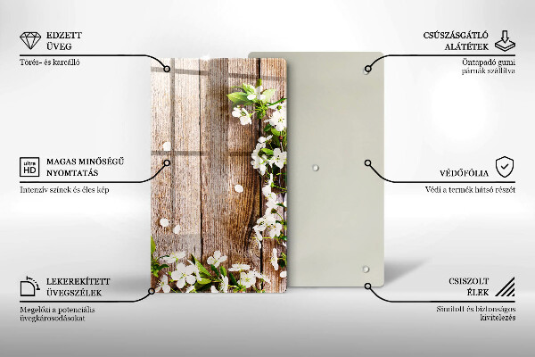 Cubre encimera Flores blancas en las tablas.