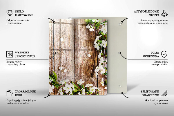 Cubre encimera Flores blancas en las tablas.