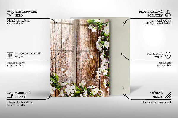 Cubre encimera Flores blancas en las tablas.