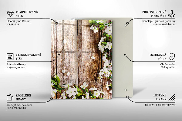 Cubre encimera Flores blancas en las tablas.