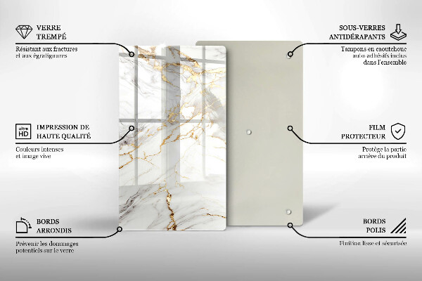 Cubre encimera Mármol claro con oro.