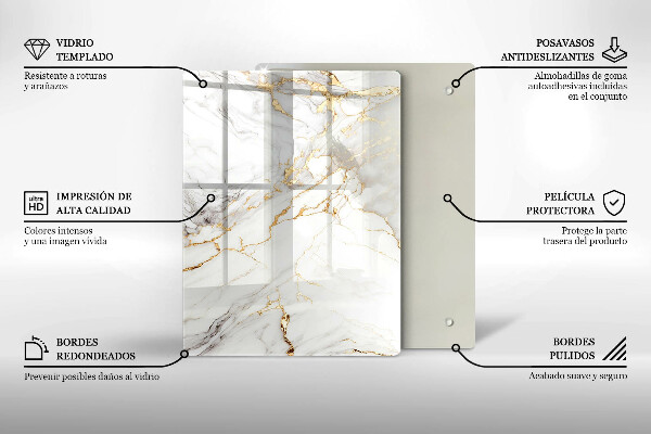 Cubre encimera Mármol claro con oro.