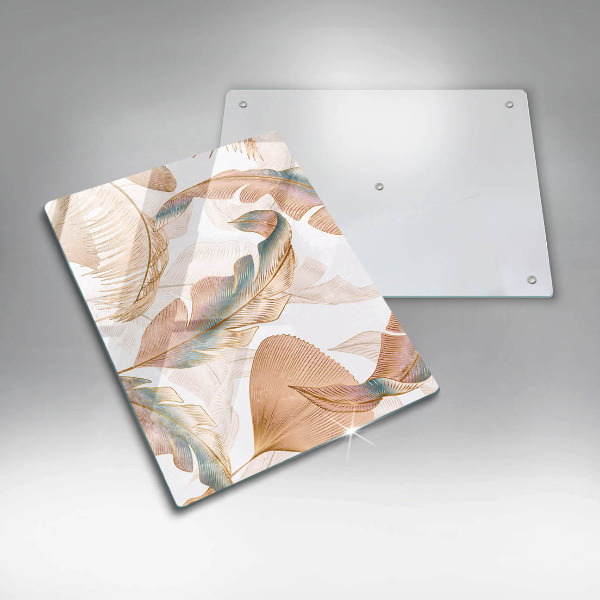 Cubre encimera Plumas y hojas boho.