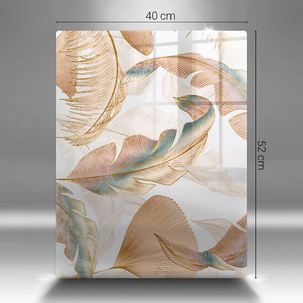 Cubre encimera Plumas y hojas boho.