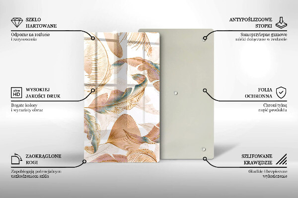 Cubre encimera Plumas y hojas boho.