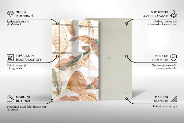 Cubre encimera Plumas y hojas boho.