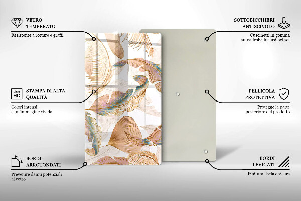 Cubre encimera Plumas y hojas boho.