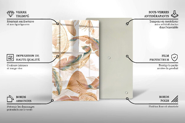 Cubre encimera Plumas y hojas boho.