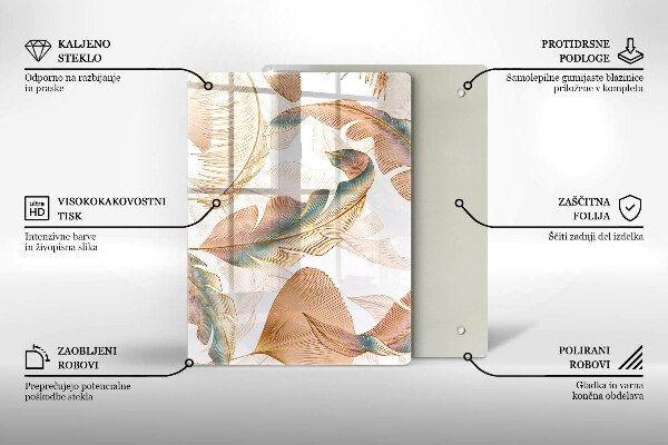 Cubre encimera Plumas y hojas boho.