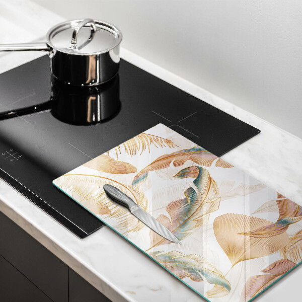 Cubre encimera Plumas y hojas boho.