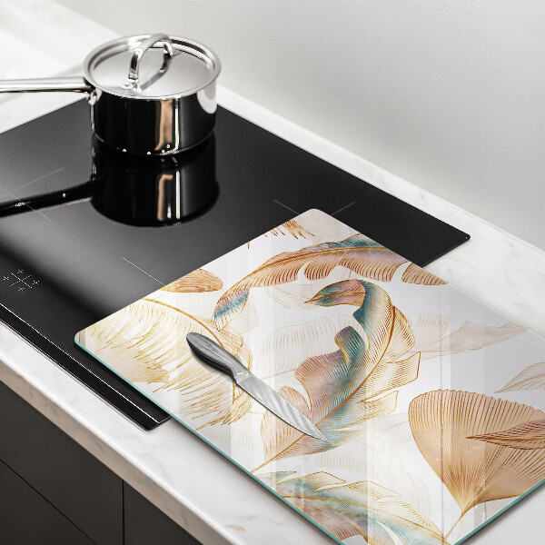 Cubre encimera Plumas y hojas boho.