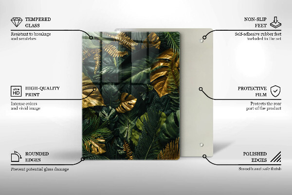 Cubre encimera Hojas de monstera dorada