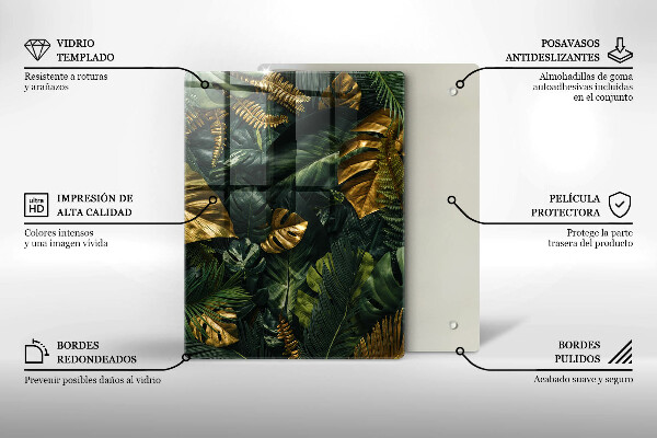 Cubre encimera Hojas de monstera dorada