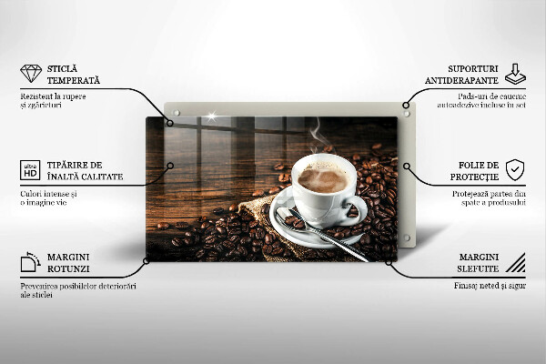 Cubre vitrocerámica Taza y granos de café.