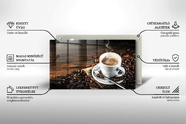 Cubre vitrocerámica Taza y granos de café.