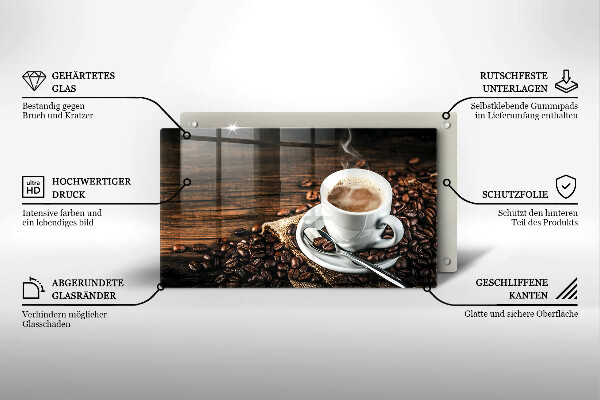 Cubre vitrocerámica Taza y granos de café.