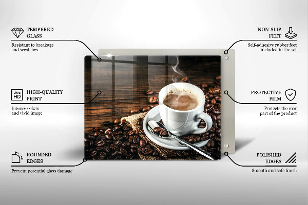 Cubre vitrocerámica Taza y granos de café.