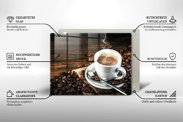 Cubre vitrocerámica Taza y granos de café.