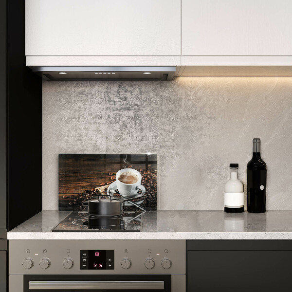 Cubre vitrocerámica Taza y granos de café.