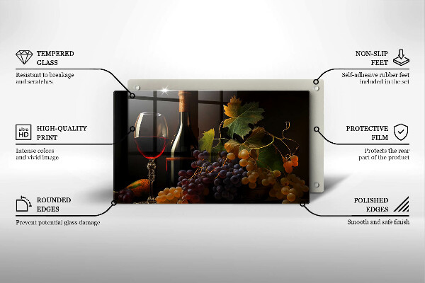 Cubre vitrocerámica Copa de vino y uvas