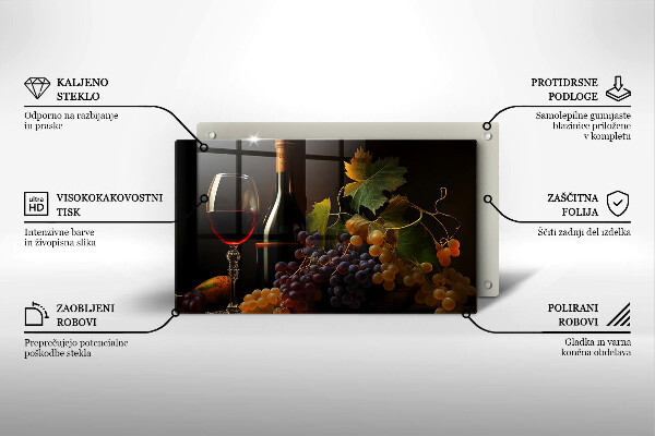 Cubre vitrocerámica Copa de vino y uvas