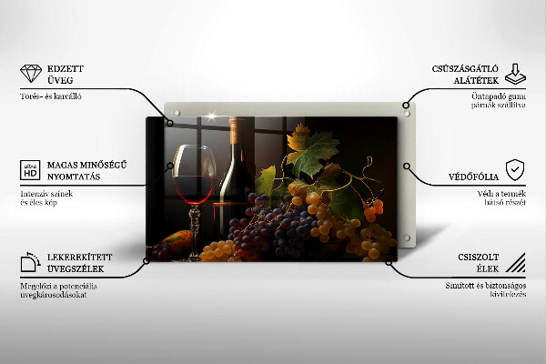 Cubre vitrocerámica Copa de vino y uvas