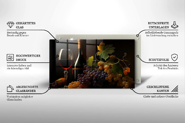 Cubre vitrocerámica Copa de vino y uvas