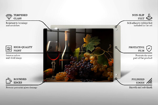 Cubre vitrocerámica Copa de vino y uvas