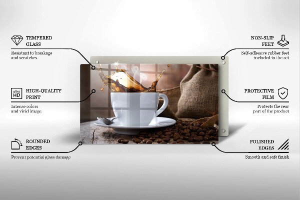 Cubre vitrocerámica Taza y granos de café.