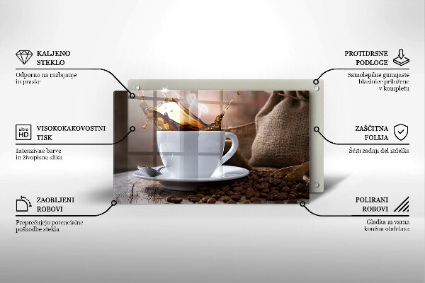 Cubre vitrocerámica Taza y granos de café.