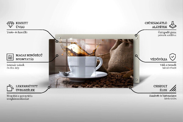 Cubre vitrocerámica Taza y granos de café.