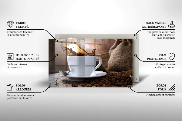 Cubre vitrocerámica Taza y granos de café.