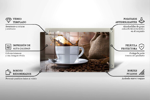 Cubre vitrocerámica Taza y granos de café.