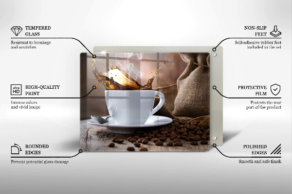 Cubre vitrocerámica Taza y granos de café.