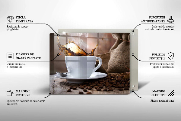 Cubre vitrocerámica Taza y granos de café.