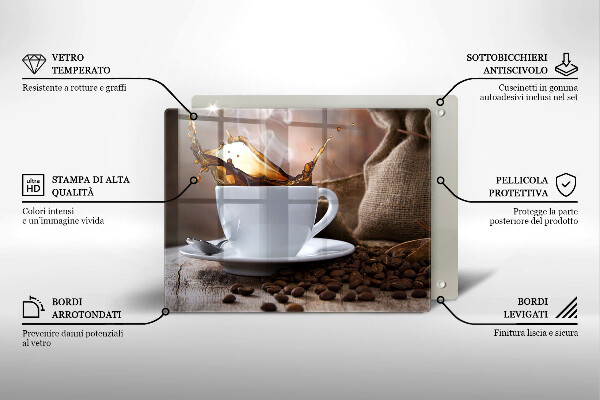 Cubre vitrocerámica Taza y granos de café.