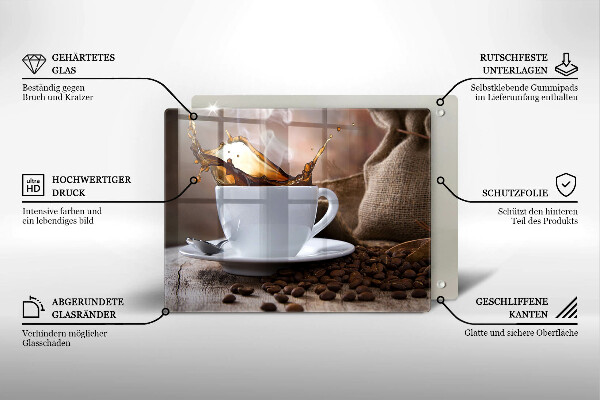 Cubre vitrocerámica Taza y granos de café.