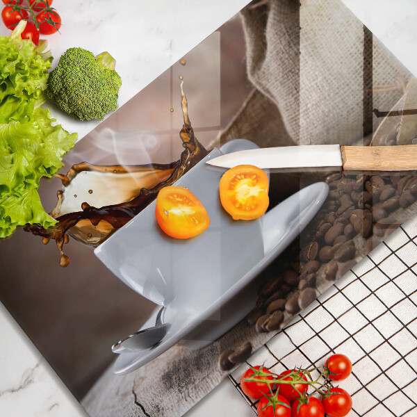 Cubre vitrocerámica Taza y granos de café.