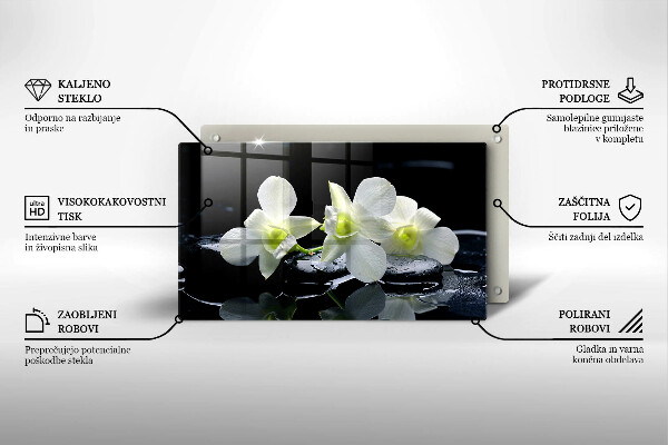 Cubre vitrocerámica Flores blancas en agua Zen.