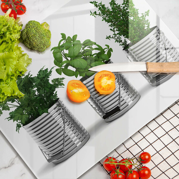 Cubre vitrocerámica Macetas con plantas herbáceas