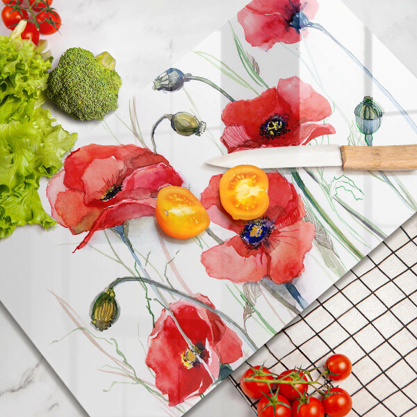 Cubre vitrocerámica Flores de amapolas rojas