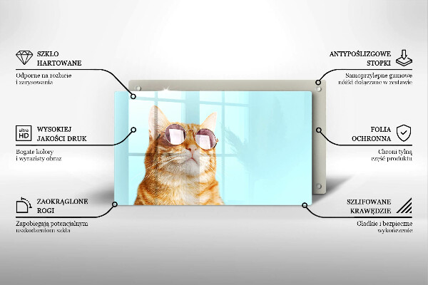 Cubre vitrocerámica Gato rojo con gafas