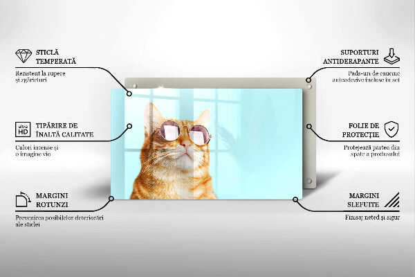 Cubre vitrocerámica Gato rojo con gafas