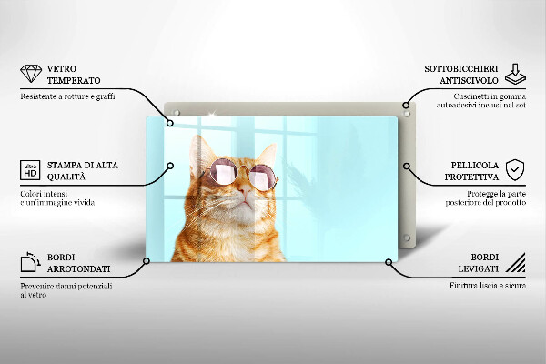 Cubre vitrocerámica Gato rojo con gafas