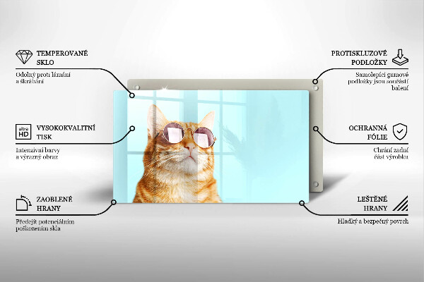 Cubre vitrocerámica Gato rojo con gafas