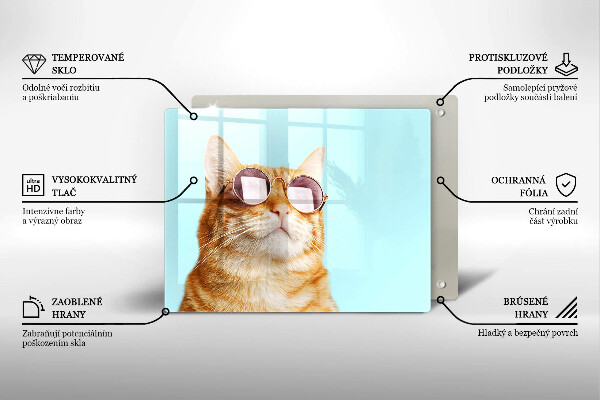 Cubre vitrocerámica Gato rojo con gafas
